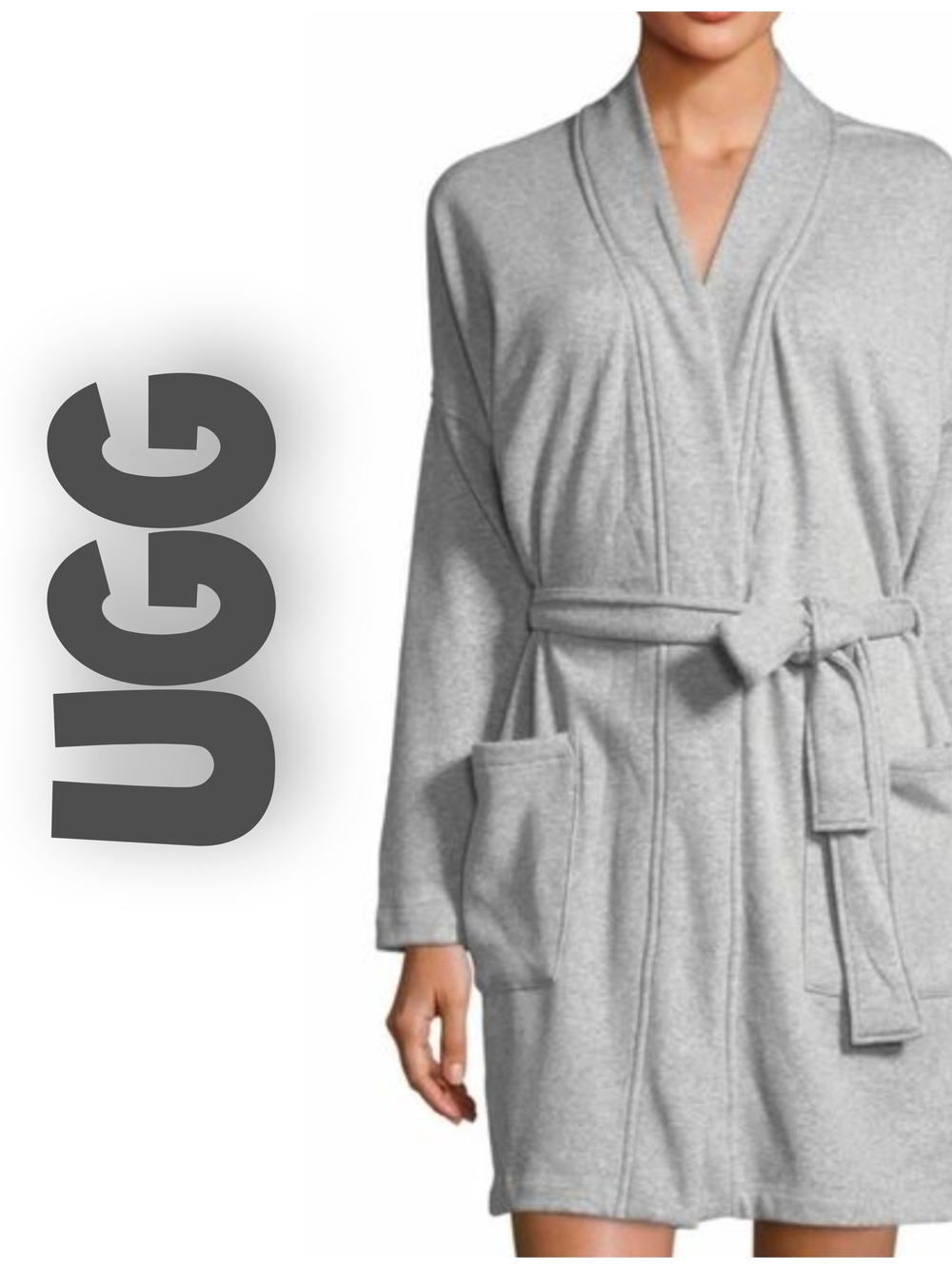 UGG Women's Light Heather Gray Plush Belted Robe